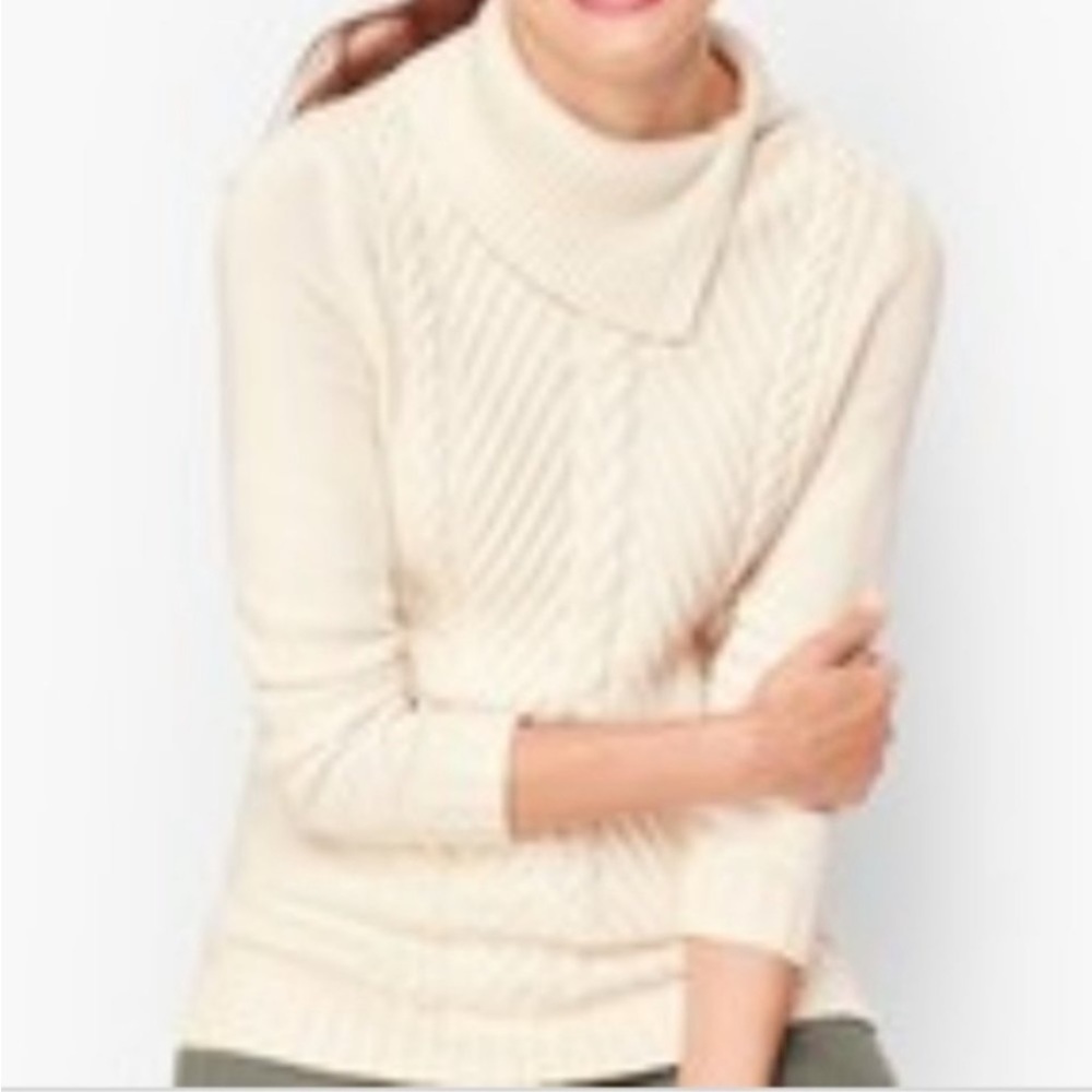 Talbots Split Cowlneck Cable Sweater - image 6